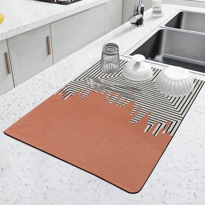 ohello Rectangular Pack of 1 Table Placemat(Peach, Grey, Polyester, Rubber)