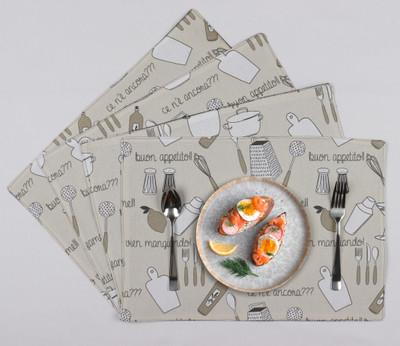 AIRWILL Rectangular Pack of 4 Table Placemat(Grey, Multicolor, Cotton)