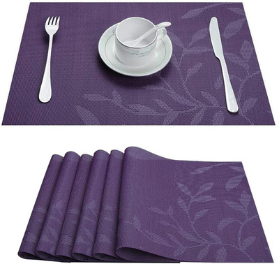 Stadash Rectangular Pack of 6 Table Placemat(Purple, PVC)