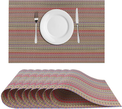 Dakshya Industries Rectangular Pack of 8 Table Placemat(Maroon, PVC)