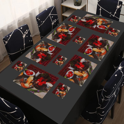 REVEXO Rectangular Pack of 6 Table Placemat(Black, White, PVC)