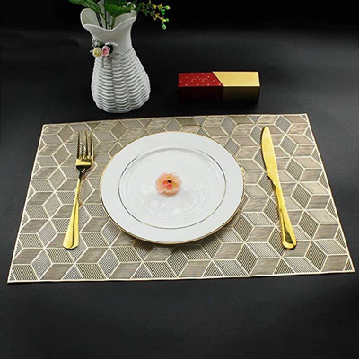 Flipkart SmartBuy Rectangular Pack of 2 Table Placemat(Gold, PVC)