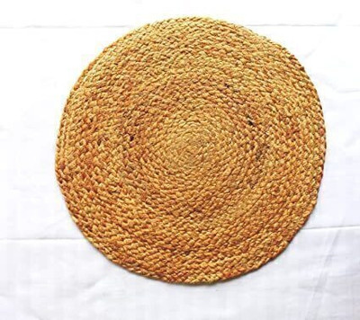 Monstera Hut Round Pack of 1 Table Placemat(Beige, Jute)