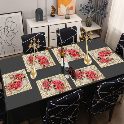 SANRAKSSHAN Rectangular Pack of 6 Table Placemat(Beige, Pink, PVC)