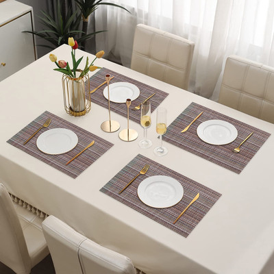 DPA Collection Rectangular Pack of 4 Table Placemat(Brown, PVC)