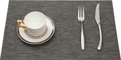 HS WORLD Rectangular Pack of 1 Table Placemat(Grey, PVC)