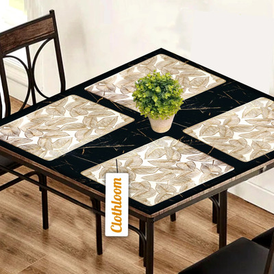 Clothloom Rectangular Pack of 4 Table Placemat(Gold, White, PVC)