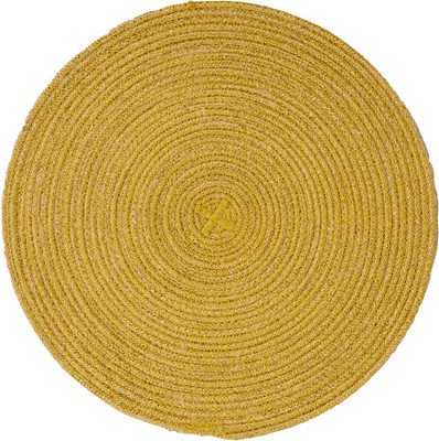 Sui Dhagga Round Pack of 4 Table Placemat(Yellow, Jute)