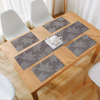 HOKiPO Rectangular Pack of 5 Table Placemat(Brown, PVC)