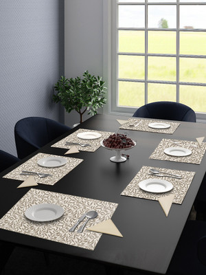 Saral Home Rectangular Pack of 6 Table Placemat(Grey, Cotton)