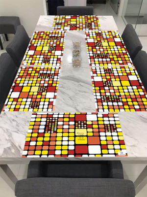 E-Retailer Rectangular Pack of 6 Table Placemat(Yellow, PVC)