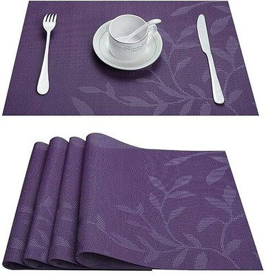 DANSR Rectangular Pack of 4 Table Placemat(Purple, Polyester)