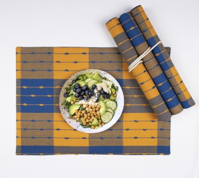 AIRWILL Rectangular Pack of 4 Table Placemat(Blue, Yellow, Cotton)