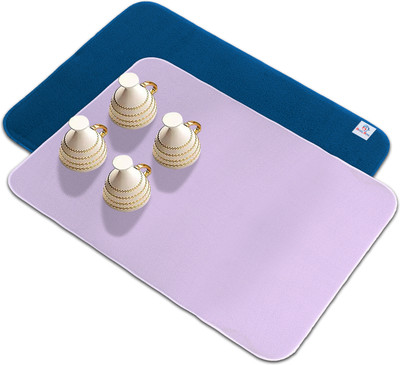 Heart Home Rectangular Pack of 2 Table Placemat(Blue, Purple, Microfibre)