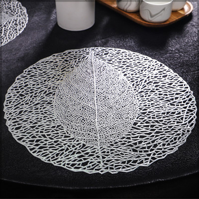 Dakshya Industries Round Pack of 2 Table Placemat(Silver, PVC)