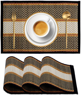 vmps Rectangular Pack of 1 Table Placemat(Black, River Grass)