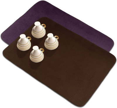 KUBER INDUSTRIES Rectangular Pack of 2 Table Placemat(Purple, Brown, Microfibre)