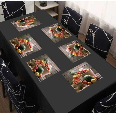 LOTUSKING Rectangular Pack of 6 Table Placemat(Grey, PVC)