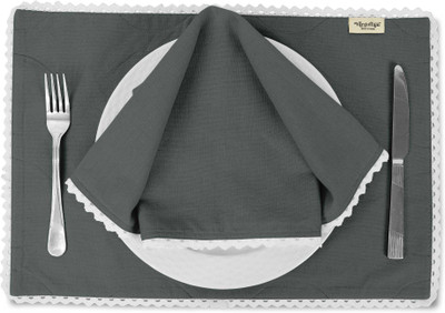 Vargottam Rectangular Pack of 6 Table Placemat(Grey, Cotton)