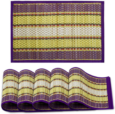 HOKiPO Rectangular Pack of 6 Table Placemat(Purple, River Grass)