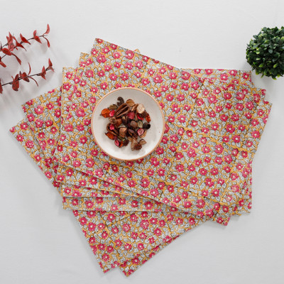 RATAN CART Rectangular Pack of 6 Table Placemat(Green, Cotton)