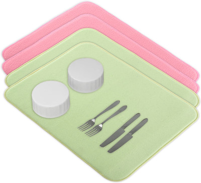 KUBER INDUSTRIES Rectangular Pack of 4 Table Placemat(Green, Pink, Microfibre)