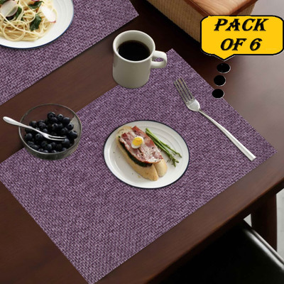 Dakshya Industries Rectangular Pack of 6 Table Placemat(Purple, PVC)