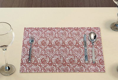 Lunar Days Rectangular Pack of 4 Table Placemat(Red, Cotton)