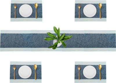 YELONA Rectangular Pack of 5 Table Placemat(Grey, White, PVC)