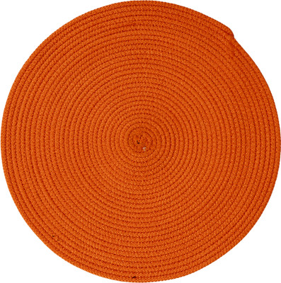 Sui Dhagga Round Pack of 4 Table Placemat(Orange, Polyester)