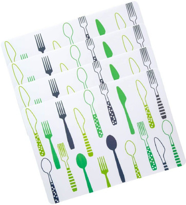 TOMATUS Rectangular Pack of 4 Table Placemat(Green, Plastic)