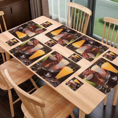 REVEXO Rectangular Pack of 6 Table Placemat(Gold, PVC)
