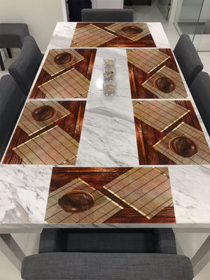 E-Retailer Rectangular Pack of 6 Table Placemat(Brown, PVC)