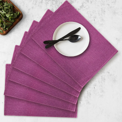 OASIS Rectangular Pack of 6 Table Placemat(Purple, Cotton)
