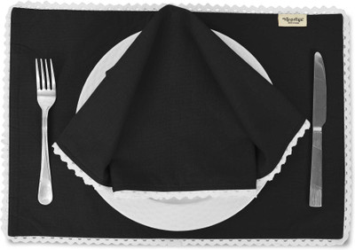 Vargottam Rectangular Pack of 6 Table Placemat(Black, Cotton)