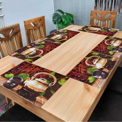 LOTUSKING Rectangular Pack of 6 Table Placemat(Grey, PVC)
