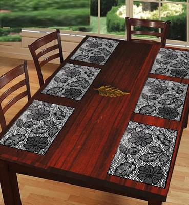 SANRAKSSHAN Rectangular Pack of 6 Table Placemat(White, Black, PVC)