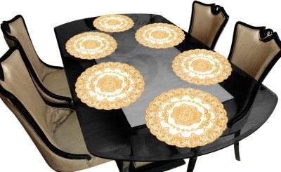Univara Round Pack of 6 Table Placemat(Gold, PVC)