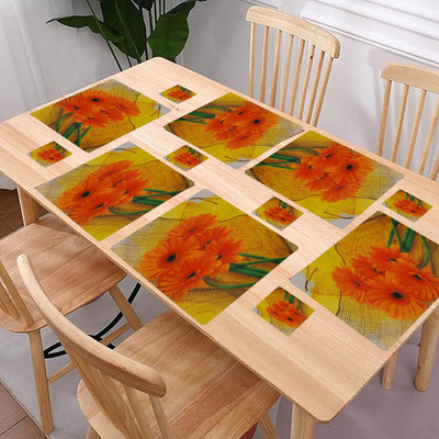 REVEXO Rectangular Pack of 6 Table Placemat(Yellow, PVC)