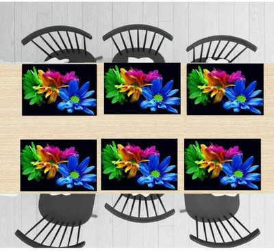 LOTUSKING Rectangular Pack of 6 Table Placemat(Black, PVC)