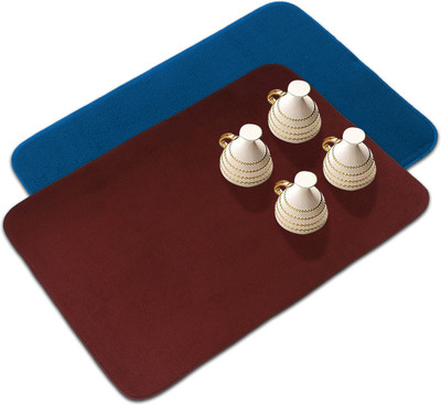 KUBER INDUSTRIES Rectangular Pack of 2 Table Placemat(Blue, Maroon, Microfibre)