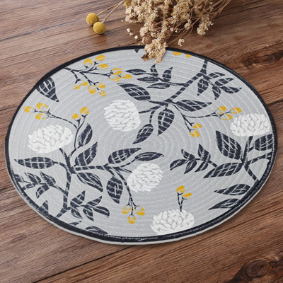 YELLOW WEAVES Round Pack of 1 Table Placemat(Grey, Polyester)