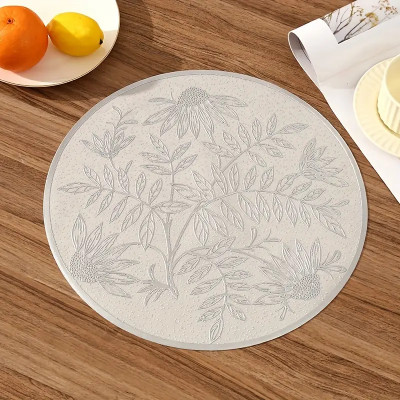 DPA Collection Round Pack of 1 Table Placemat(Brown, PVC)