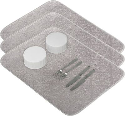 KUBER INDUSTRIES Rectangular Pack of 3 Table Placemat(Grey, Microfibre)