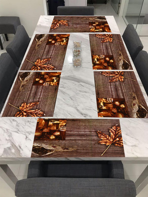 E-Retailer Rectangular Pack of 6 Table Placemat(Brown, PVC)
