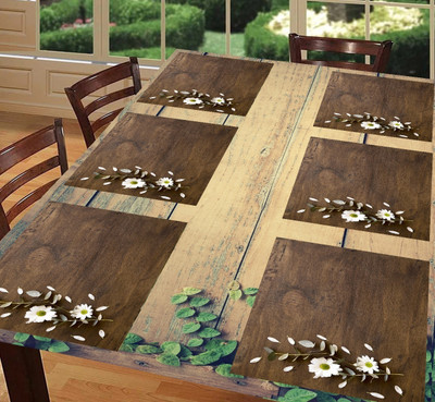 REVEXO Rectangular Pack of 6 Table Placemat(Brown, PVC)