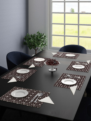 Saral Home Rectangular Pack of 6 Table Placemat(Brown, Cotton)