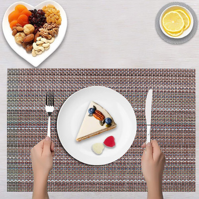 Dakshya Industries Rectangular Pack of 2 Table Placemat(Brown, PVC)