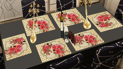 SANRAKSSHAN Rectangular Pack of 6 Table Placemat(Multicolor, PVC)