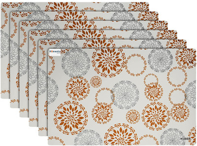 HOMESTIC Rectangular Pack of 6 Table Placemat(White, PVC)